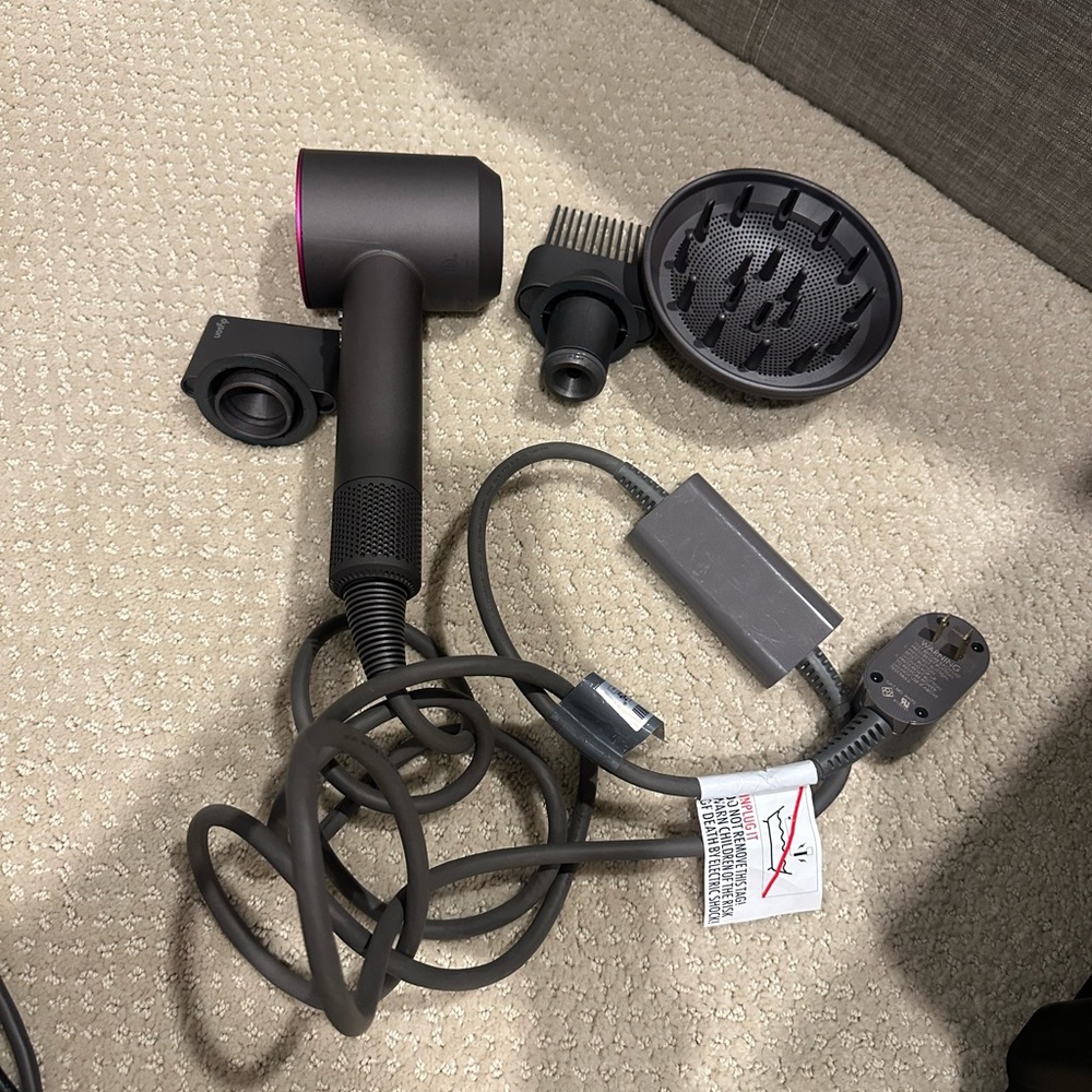 Dyson Hair Dryer with Attachments - Black and Pink